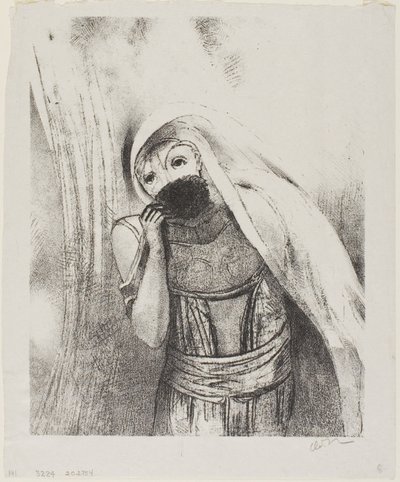 Ze Haalt een Spons uit Haar Boezem, Perfect Zwart, en Bedekt het met Kussen, plaat 8 van 24 door Odilon Redon