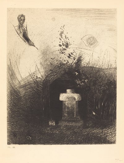 Als op een donkere nacht een goede christen, uit liefdadigheid, achter een oude ruïne, je gebogen lichaam begraaft door Odilon Redon