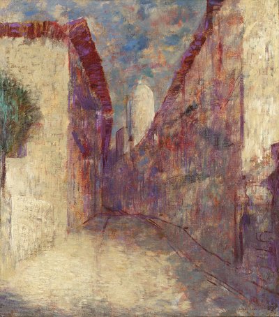 Straat in Fontarabie door Odilon Redon