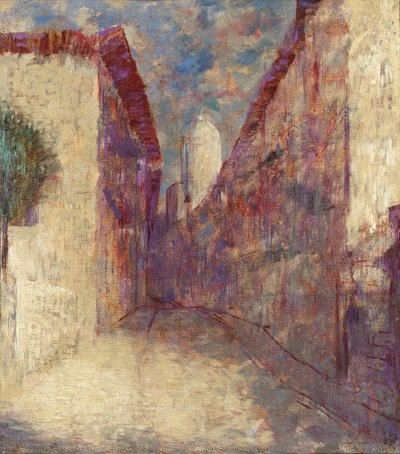 Straat in Fontarabie door Odilon Redon