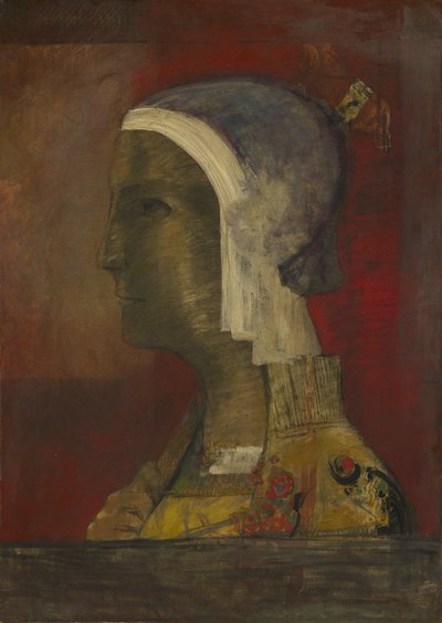 Symbolisch hoofd, ca. 1890 door Odilon Redon