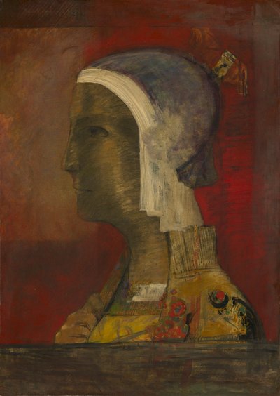 Symbolisch Hoofd, ca. 1890 door Odilon Redon