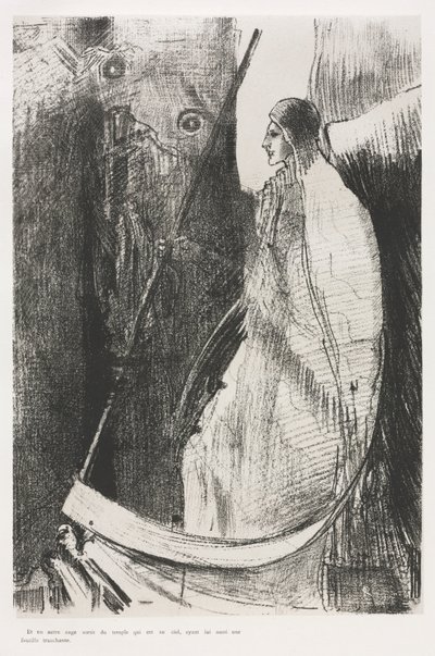 De Apocalyps van Sint Jan: En Een Andere Engel Kwam Uit de Tempel door Odilon Redon