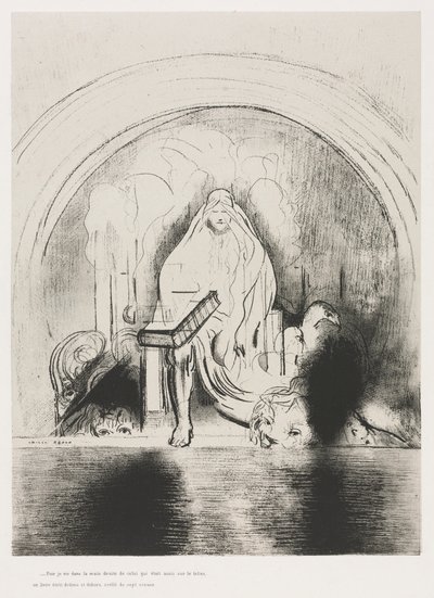 De Apocalyps van Sint Jan: En ik zag in de rechterhand van Hem die op de troon zat..., 1899 door Odilon Redon