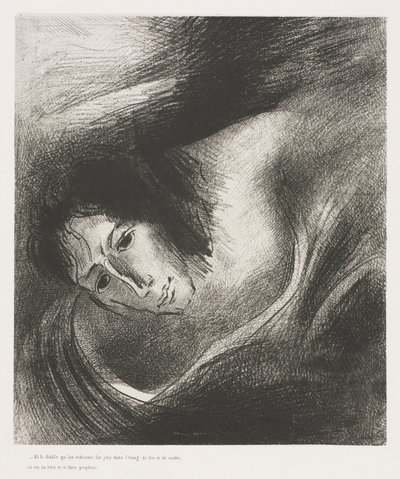 De Apocalyps van Sint Jan: En de duivel die hen misleidde werd in het meer geworpen, 1899 door Odilon Redon