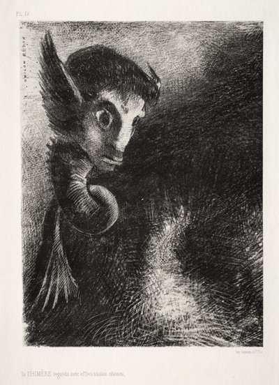 De Chimera Staarde naar Alles met Angst door Odilon Redon