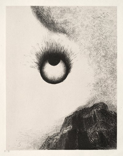 De Verleiding van Sint Antonius Eerste Serie: Overal zijn Ogen in Vlammen, 1888 door Odilon Redon