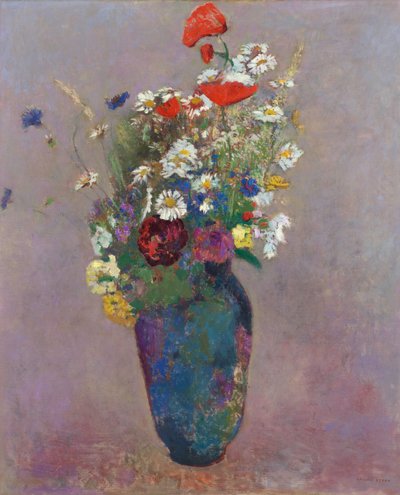 Visioen: vaas met bloemen door Odilon Redon