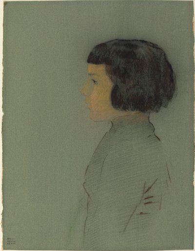 Jonge vrouw in profiel door Odilon Redon