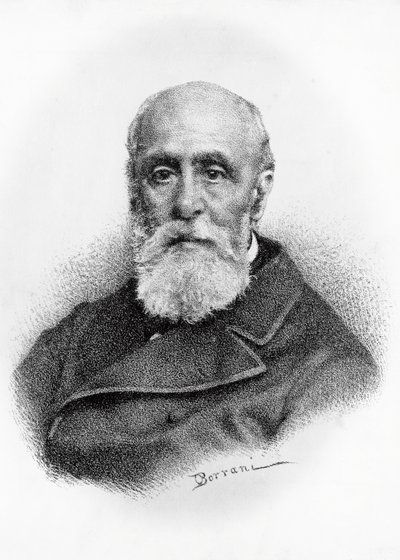 Portret van Giovanni Ruffini, Italiaanse dichter en patriot, lithografie naar tekening door Odoardo Borrani door Odoardo Borrani