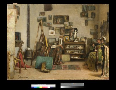 Bezoek aan het atelier van de schilder door Odoardo Borrani