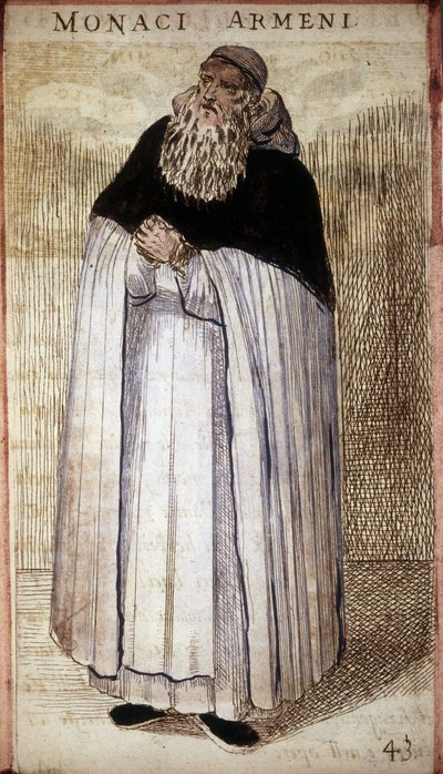 Armeense monnik. Houtsnede. 16e eeuw door Odoardo Fialetti