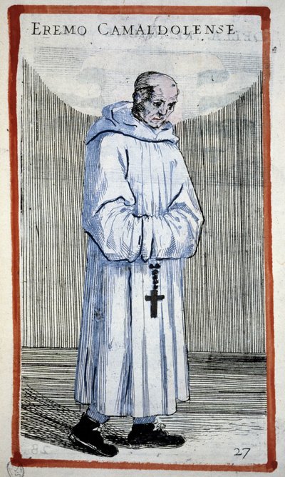 Kluizenaar Camaldulensers (gravure, 16e eeuw) in O. Fialetti door Odoardo Fialetti