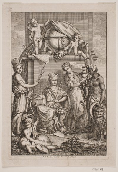 Allegorie van de vier werelddelen door Odvardt Helmoldt de Lode