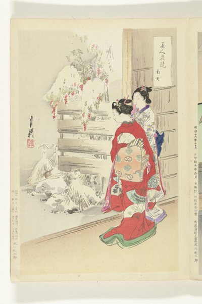 Besneeuwde tuin door Ogata Gekko