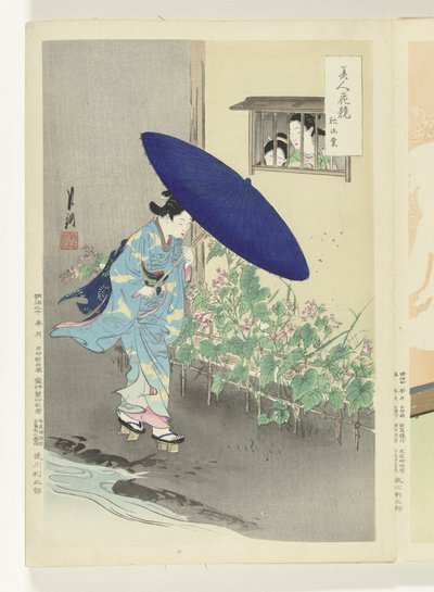 Bloeiende heg door Ogata Gekko