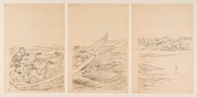 Een conflict aan de Yalu-rivier door Ogata Gessan