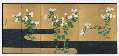Chrysanten bij een stroom door Ogata Korin