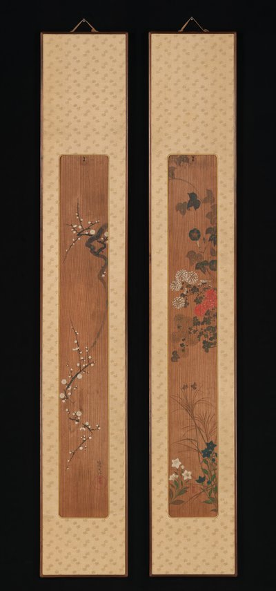 Bloemen van Lente en Herfst, kort na 1701 door Ogata Korin