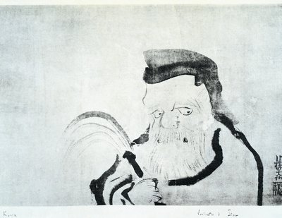 Portret van oude man, tekening door Ogata Korin, Japanse beschaving, Edo-periode door Ogata Korin