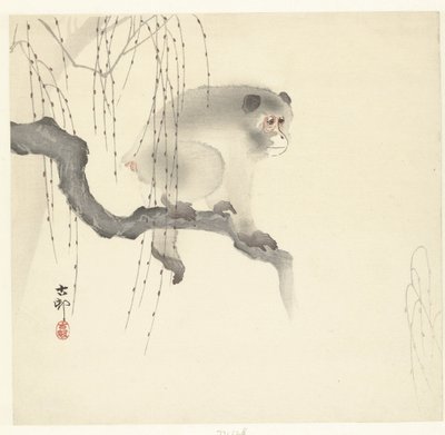 Aap op boomtak door Ohara Koson