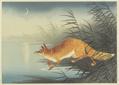 Vos bij het maanverlichte water, jaren 1930 door Ohara Koson