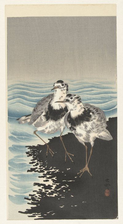 Grote kanoetstrandlopers door Ohara Koson
