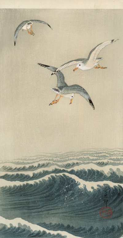 Meeuwen op Zee door Ohara Koson