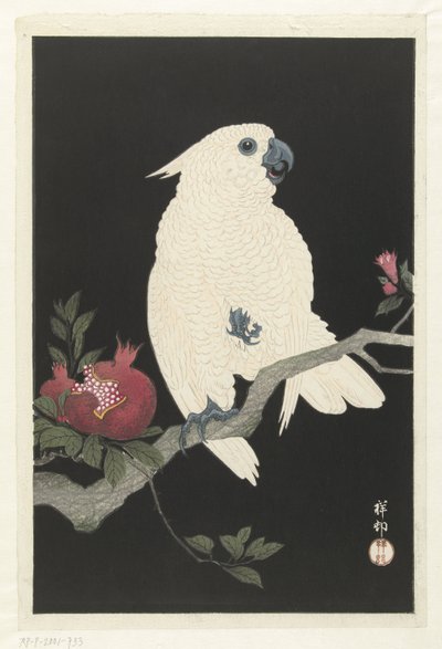 Kaketoe en granaatappel door Ohara Koson