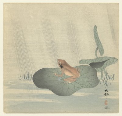 Kikker op lotusblad door Ohara Koson