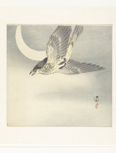 Koekoek bij wassende maan door Ohara Koson