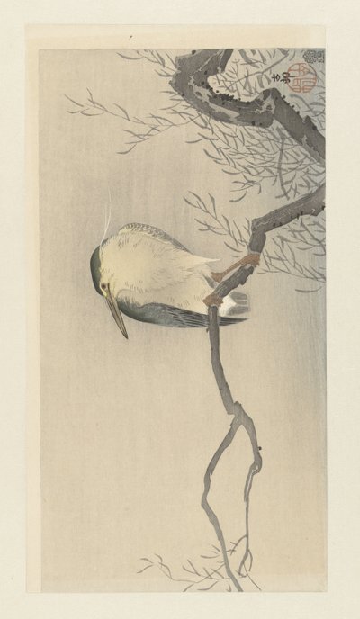 Kwak op grillige tak door Ohara Koson