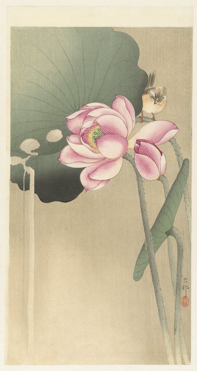 Zangvogel en Lotus door Ohara Koson