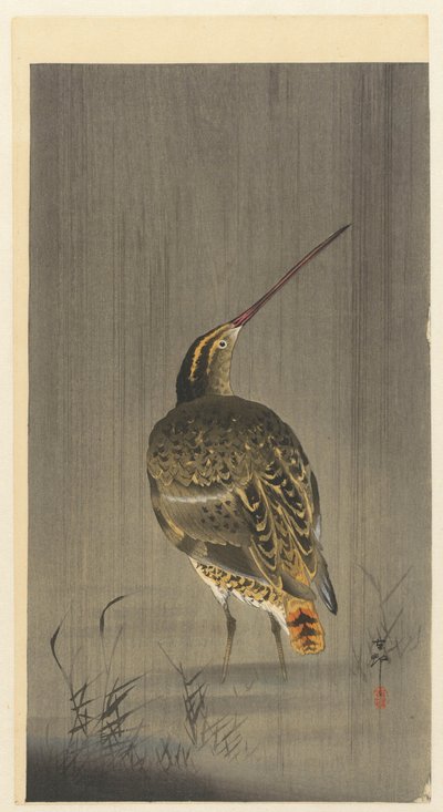 Watersnip in de regen door Ohara Koson