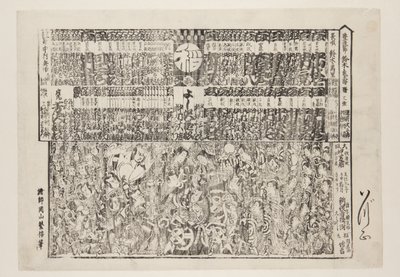 Affiche voor het openingsprogramma van het seizoen (Kaomise banzuke) door Okayama Shigenobu