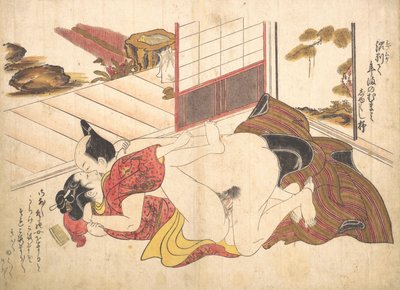 Slaapkamerscène door Okumura Masanobu