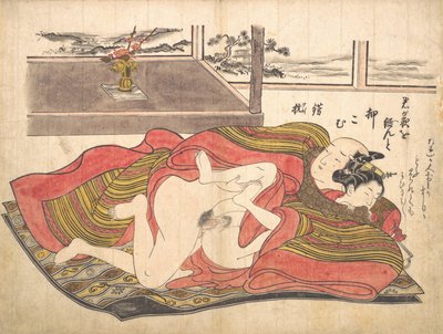 Slaapkamer scène, ca. 1739 door Okumura Masanobu
