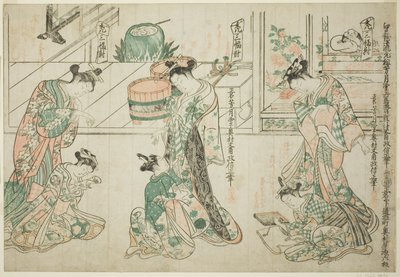 Kinderbedienden: Een set van drie door Okumura Masanobu