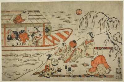 Afkoelen op een zomeravond door Okumura Masanobu