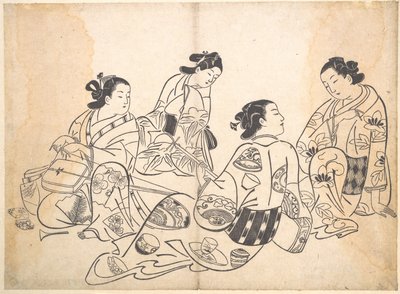 Groep van vier vrouwen door Okumura Masanobu