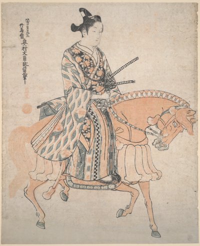 Edelman op een paard door Okumura Masanobu