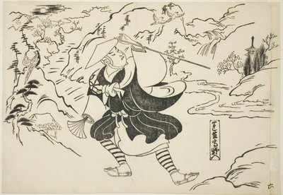 Rensho aankomst op Mt. Koya (Rensho Koya-iri), uit de serie "Beroemde Scènes uit Japanse Poppenspelen (Yamato irotake)" door Okumura Masanobu