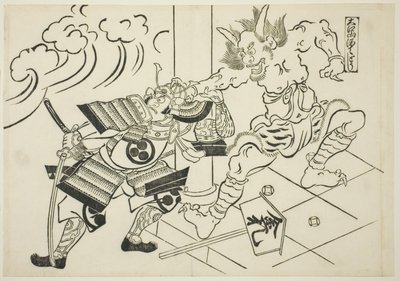 De demon Shutendoji van de berg Oe (Oeyama Shutendoji), uit de serie "Beroemde scènes uit Japanse poppenspel (Yamato irotake)" door Okumura Masanobu