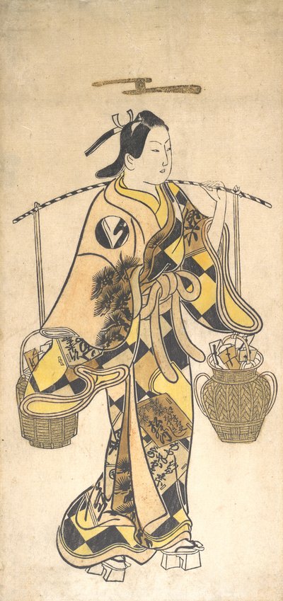 Een jonge man als verkoper van liefdesvoorspellingen, ca. 1730s door Okumura Toshinobu.