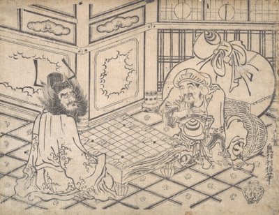 Daikoku en Shoki Schaken door Okumura Toshinobu