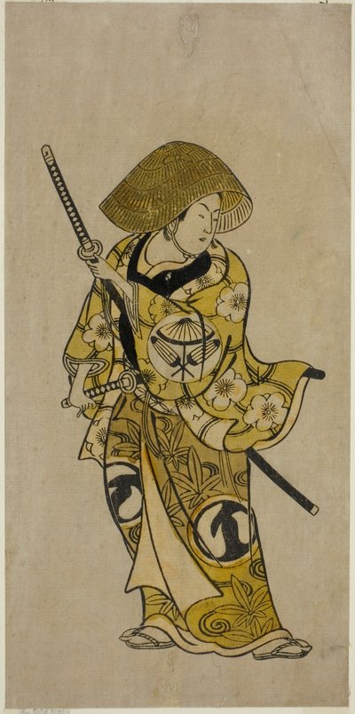 De acteur Sawamura Kamesaburo als Nagoya Kosanza in het stuk "Keisei Fukubiki Nagoya," opgevoerd in het Nakamura Theater in de eerste maand, 1731 door Okumura Toshinobu