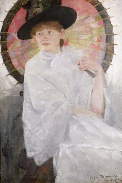 Portret van een Dame met een Japanse Parasol door Olga Boznanska