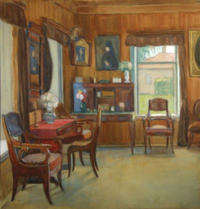 Interieur in het Huis in Chegodayevo Village, 1900s door Olga Nikolayevna Korovina