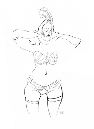 Sensuele lingerie-tekening door Olga Skomorokhova