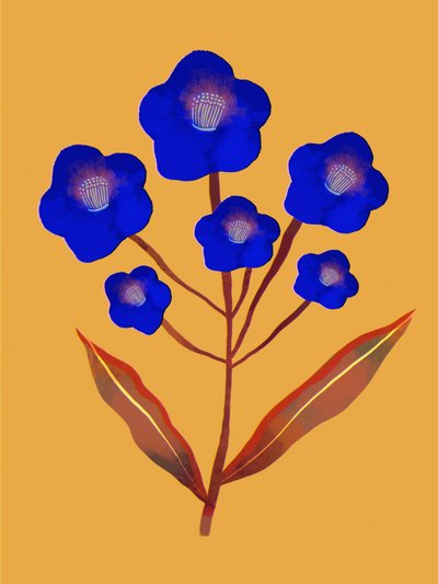 Levendige blauwe bloemen door Olga Skomorokhova